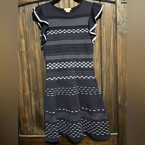 Shoshanna Nunzia Anthropologie dress navy blue w baby blue trim Medium